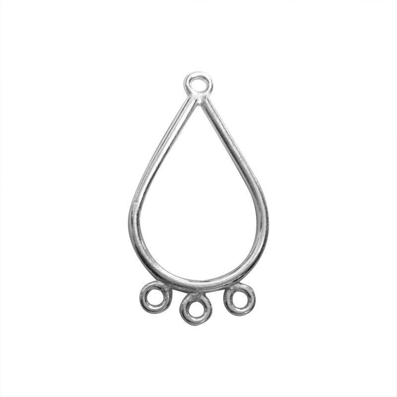 Handcrafted Silver Overlay Teardrop Connector from India with polished three-link design