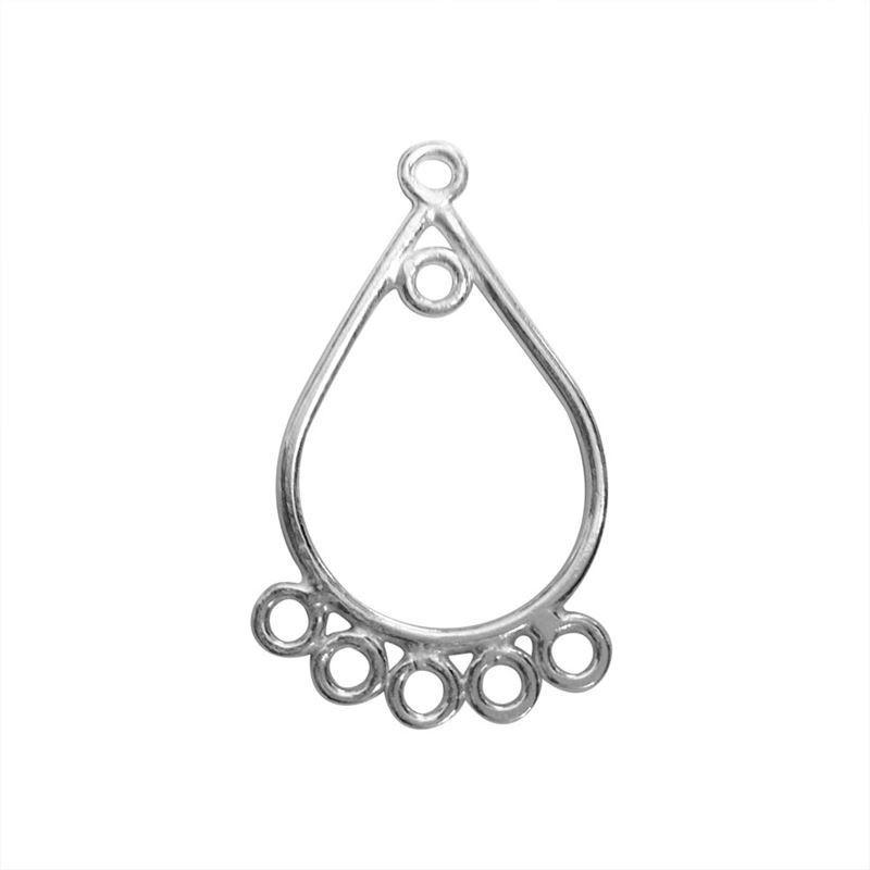 Handcrafted Silver Overlay Teardrop Connector from India with polished six-link design