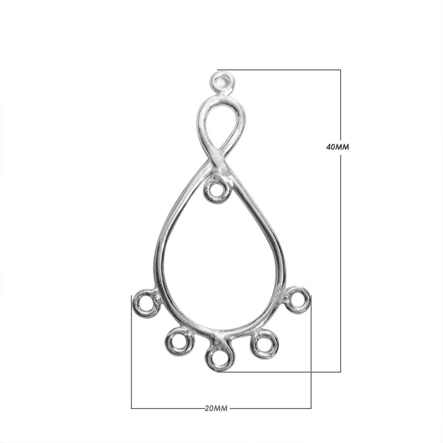 Handcrafted Silver Overlay Infinity Teardrop Connector from India with polished six-link design