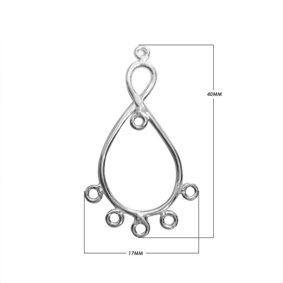 Handcrafted Silver Overlay Infinity Teardrop Connector from India with polished six-link design