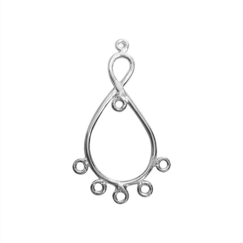 Handcrafted Silver Overlay Infinity Teardrop Connector from India with polished six-link design