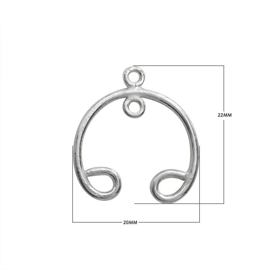 Handcrafted Silver Overlay Curved Connector from India with polished double loop design