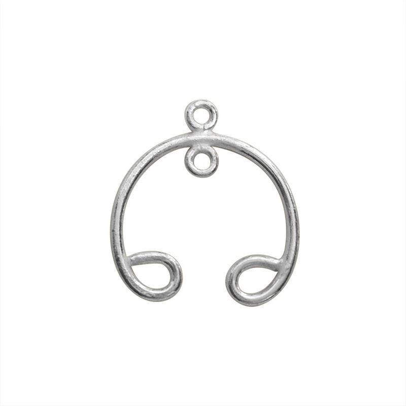Handcrafted Silver Overlay Curved Connector from India with polished double loop design