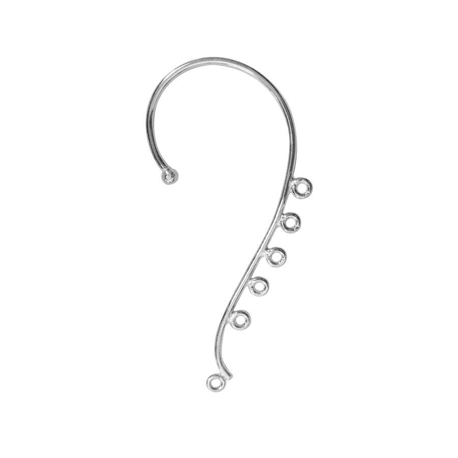 Handcrafted Silver Overlay Curved Earwire Connector from India with polished multi-loop design