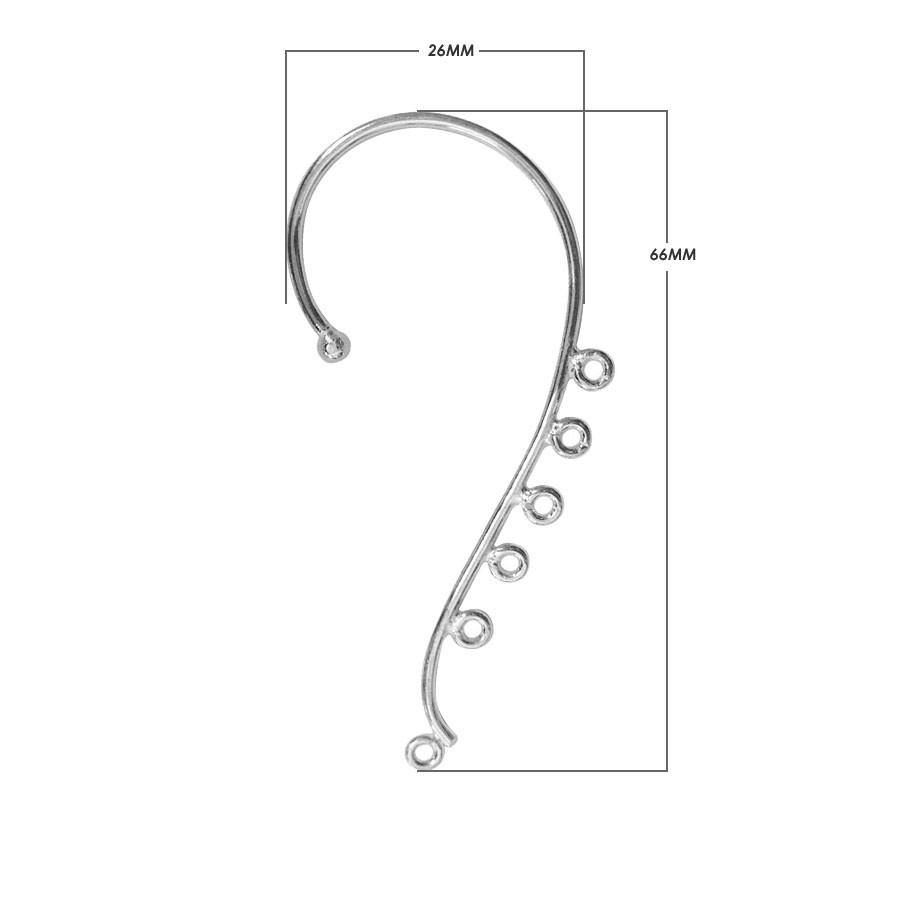 Handcrafted Silver Overlay Curved Earwire Connector from India with polished multi-loop design