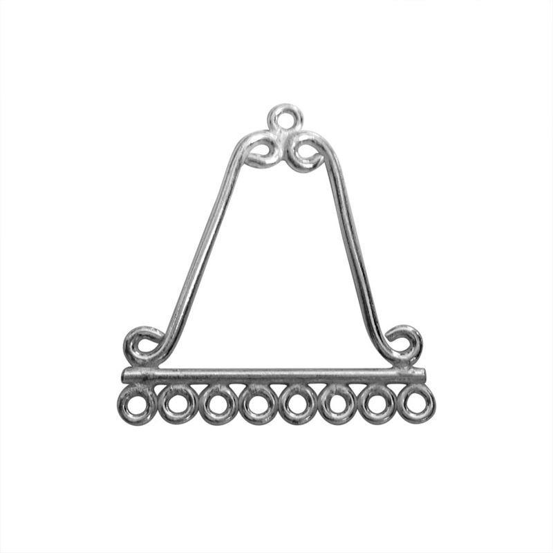Handcrafted Silver Overlay Triangular Connector from India with polished seven-loop design
