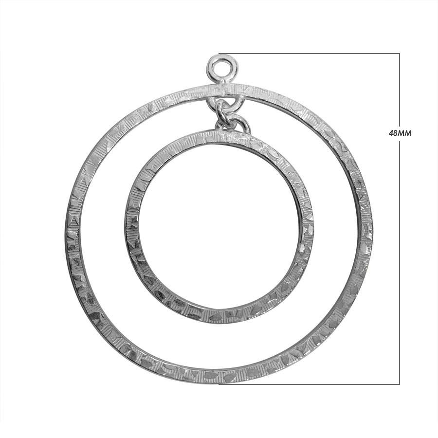 Handcrafted Silver Overlay Textured Hoop Connector from India with polished double circle design