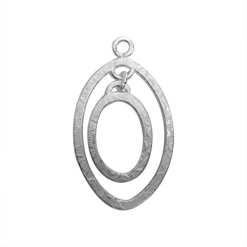 Handcrafted Silver Overlay Textured Oval Connector from India with polished double loop design