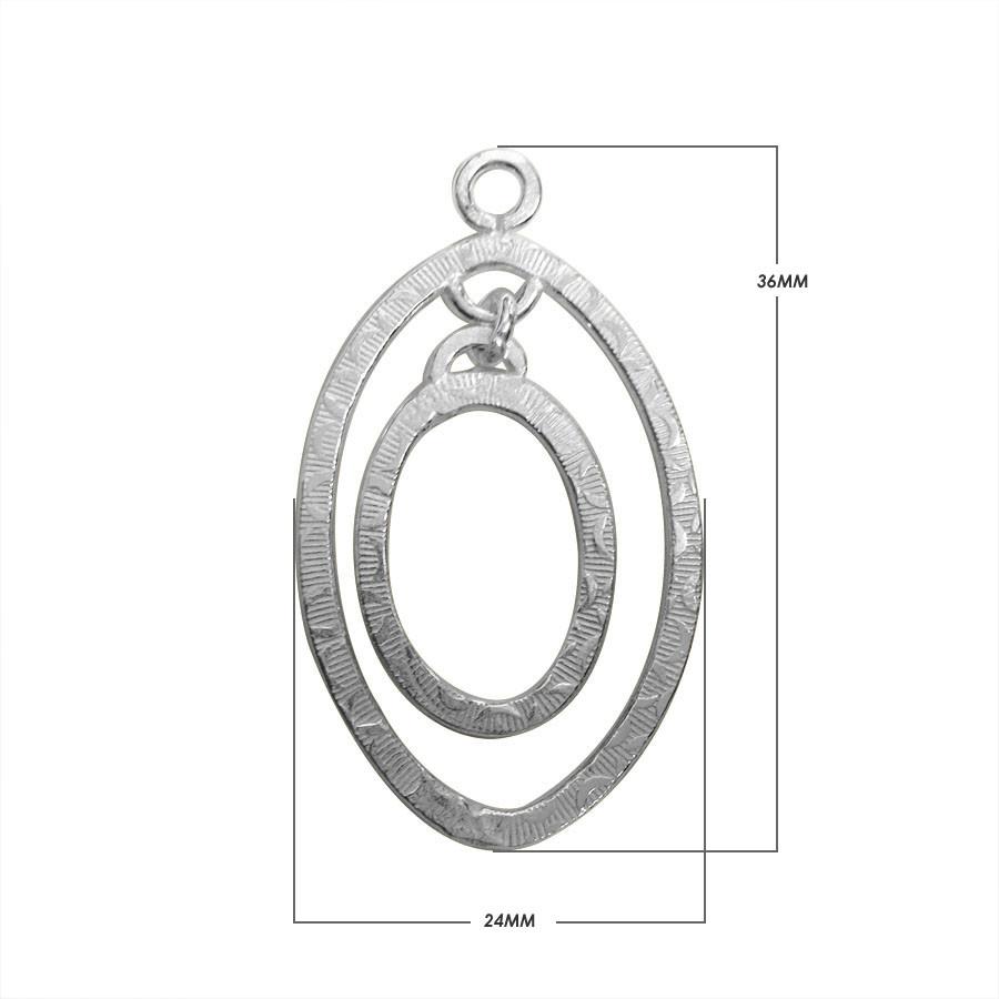 Handcrafted Silver Overlay Textured Oval Connector from India with polished double loop design