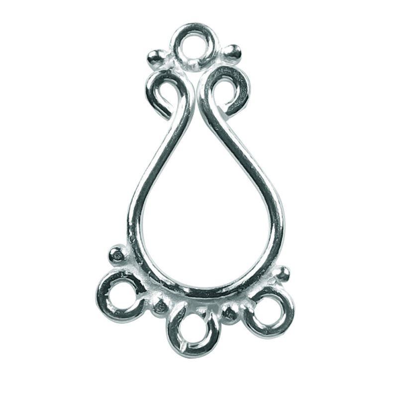Handcrafted Silver Overlay Decorative Teardrop Connector from India with polished filigree design