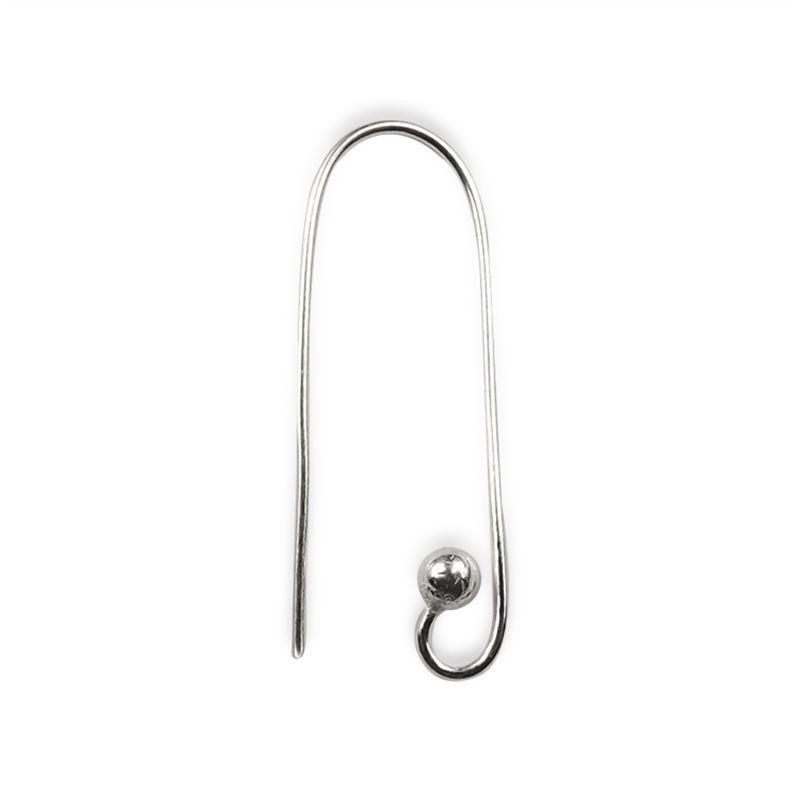 Handcrafted Silver Overlay Long Hook Earwire from India with polished ball-end minimalist design