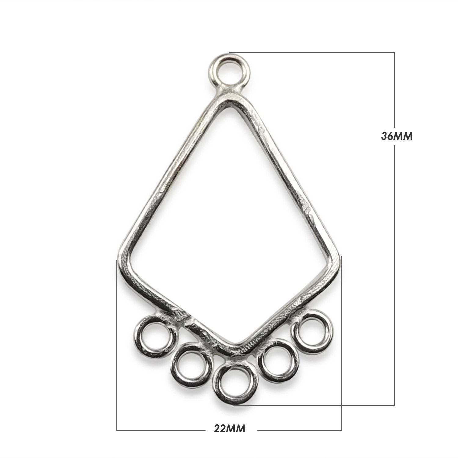Handcrafted Silver Overlay Diamond Shape Earwire from India with five loop polished geometric design