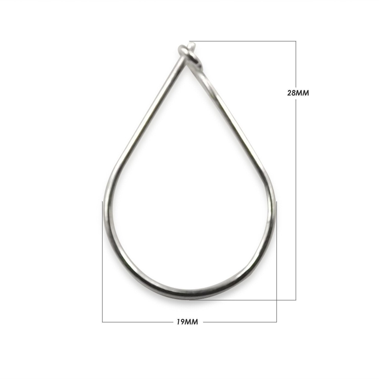 Handcrafted Silver Overlay Pear Shape Hoop Earwire from India with polished minimalist finish