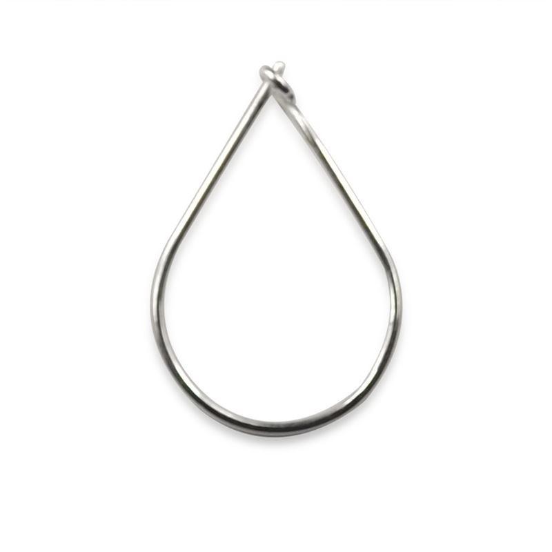 Handcrafted Silver Overlay Pear Shape Hoop Earwire from India with polished minimalist finish