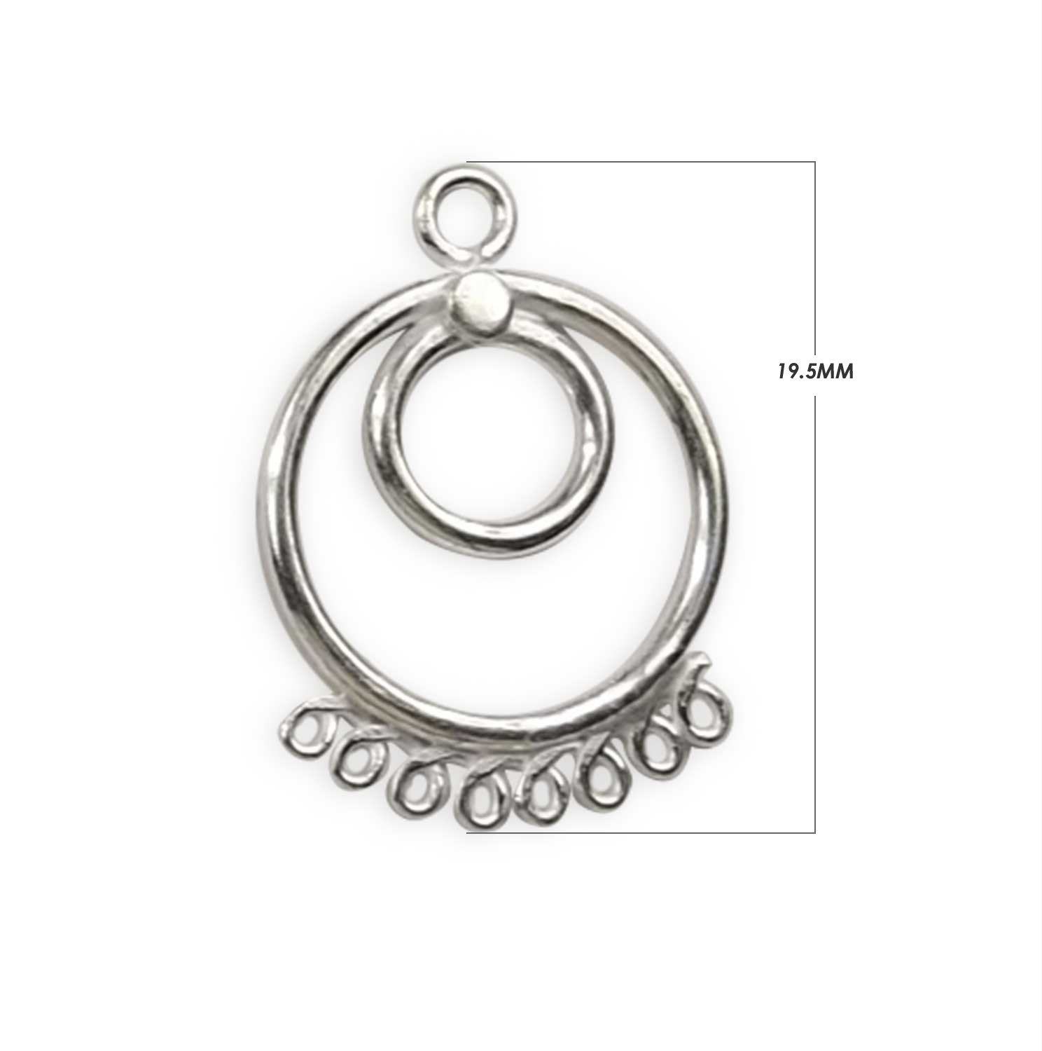 Handcrafted Silver Overlay Double Circle Earwire from India with polished multi-loop design