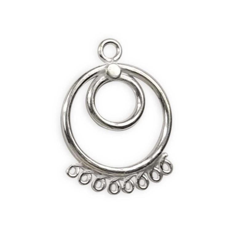 Handcrafted Silver Overlay Double Circle Earwire from India with polished multi-loop design