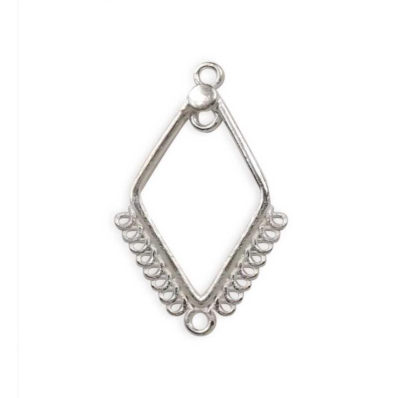 Handcrafted Silver Overlay Diamond Shape Earwire from India with polished geometric multi loop design