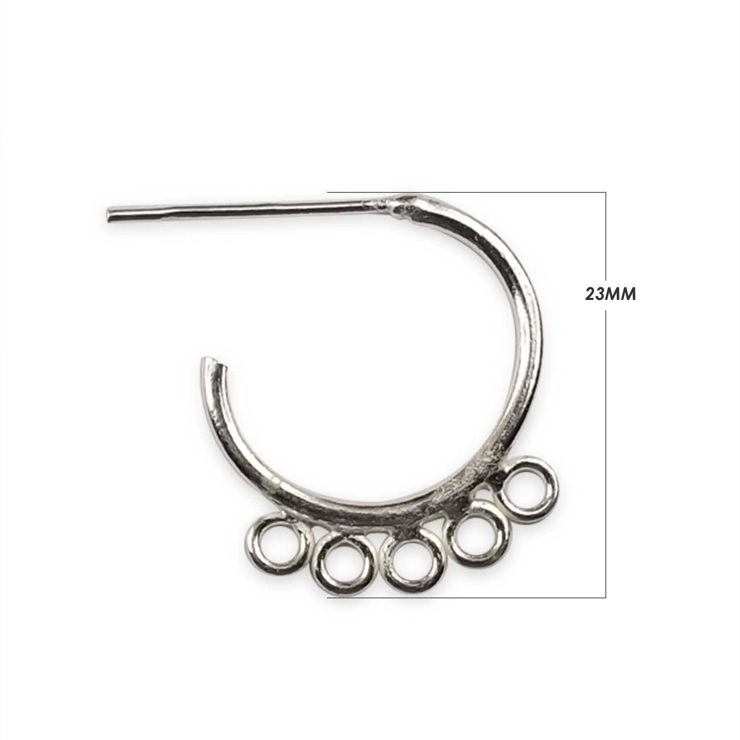 Handcrafted Silver Overlay Half Hoop Earwire from India with polished multi loop design