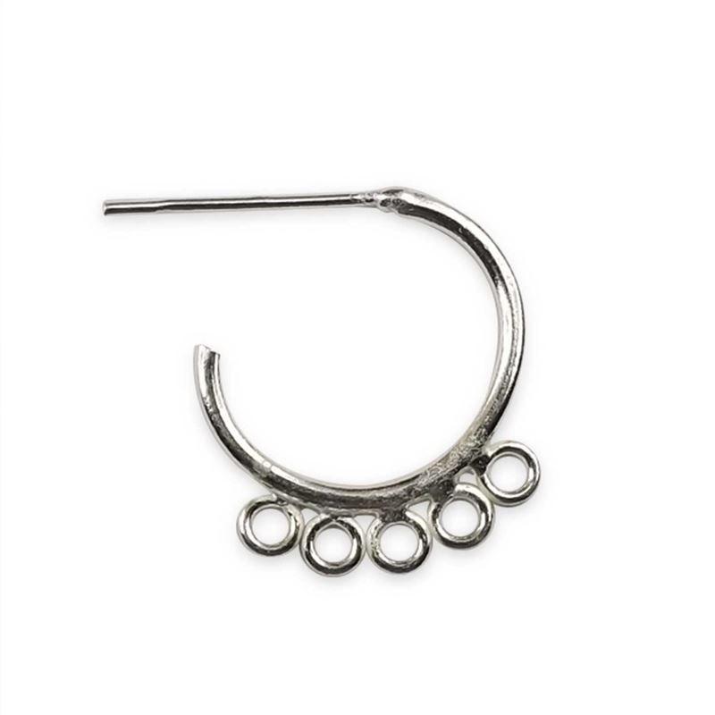 Handcrafted Silver Overlay Half Hoop Earwire from India with polished multi loop design