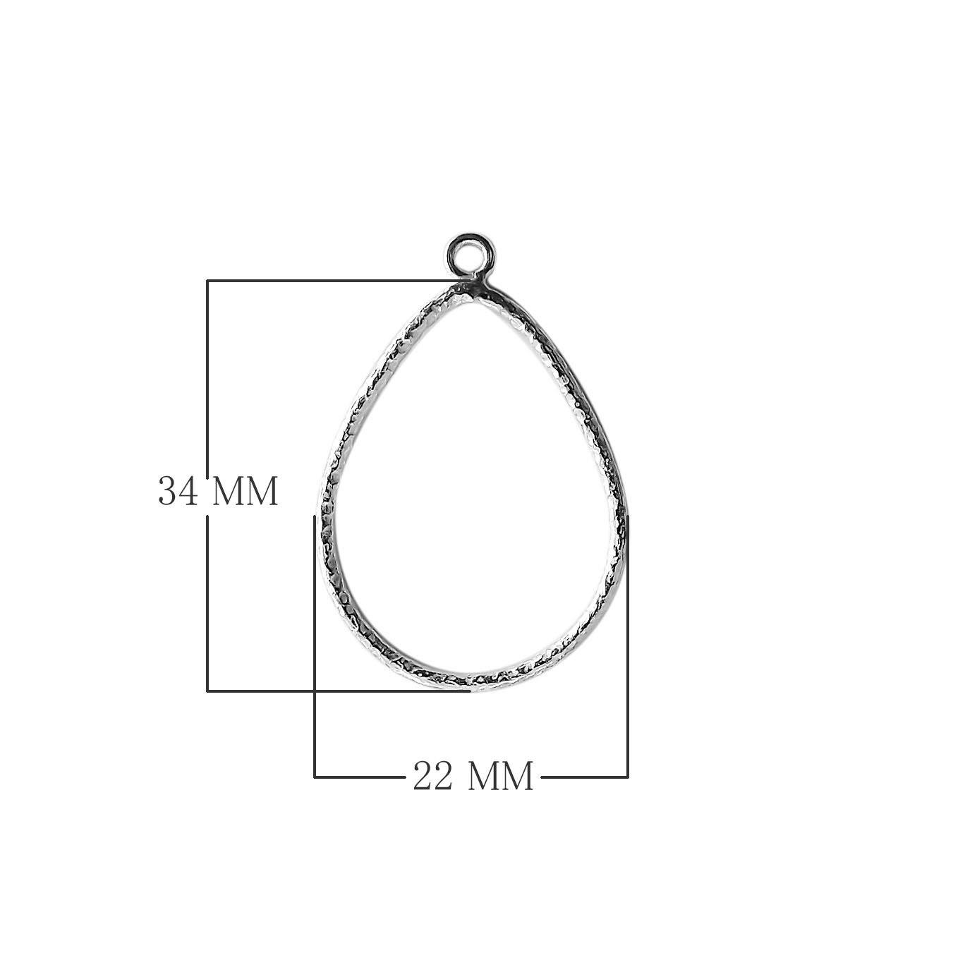 Handcrafted Silver Overlay Teardrop Hoop Earwire from India with textured polished design