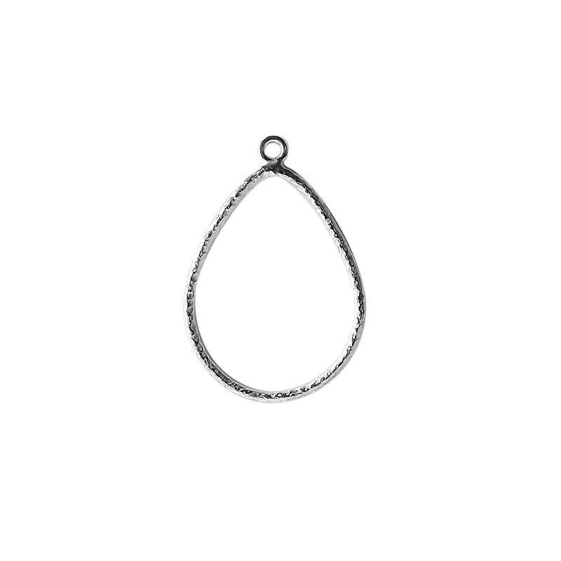 Handcrafted Silver Overlay Teardrop Hoop Earwire from India with textured polished design