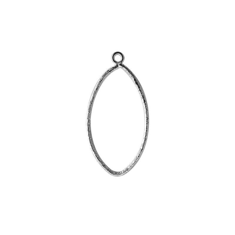 Handcrafted Silver Overlay Marquise Hoop Earwire from India with textured polished silver finish