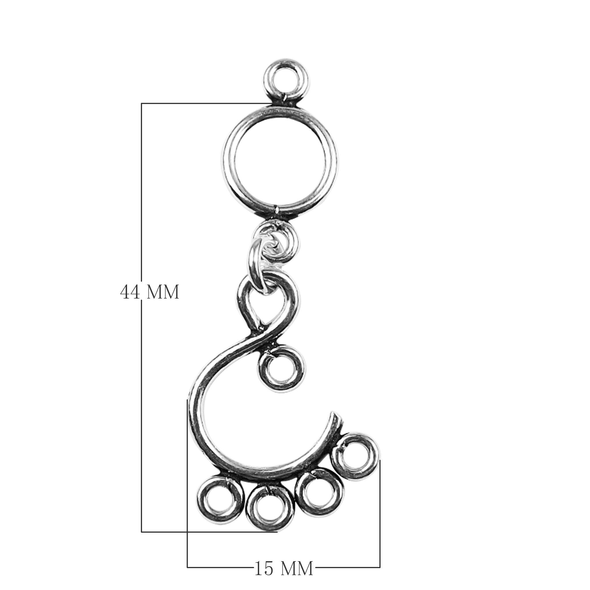Handcrafted Silver Overlay Spiral Drop Earwire from India with polished artistic finish