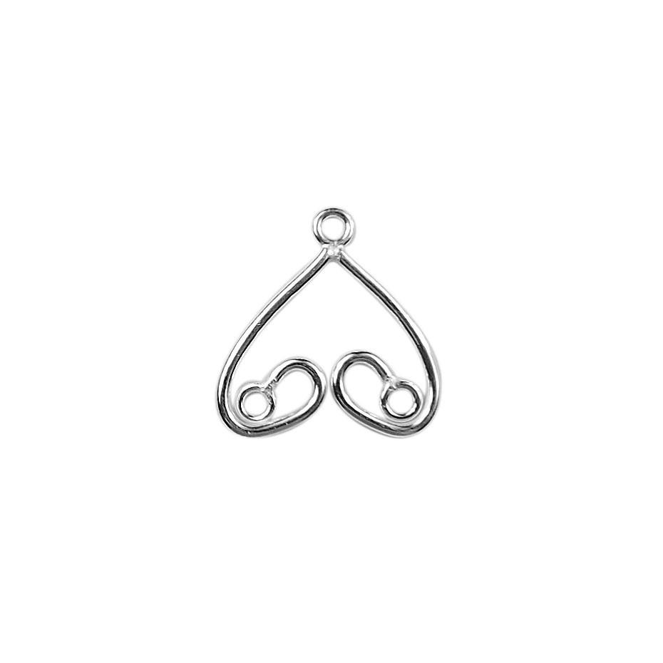 Handcrafted Silver Overlay Double Heart Earwire from India with polished silver overlay finish