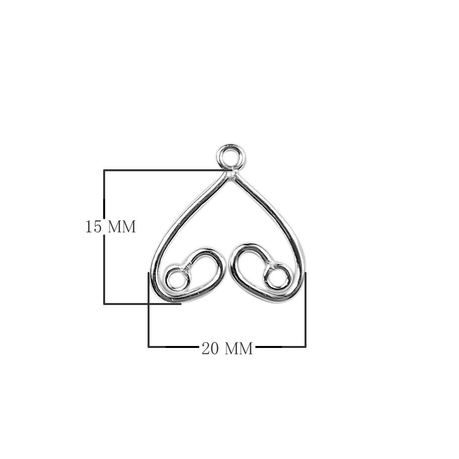 Handcrafted Silver Overlay Double Heart Earwire from India with polished silver overlay finish