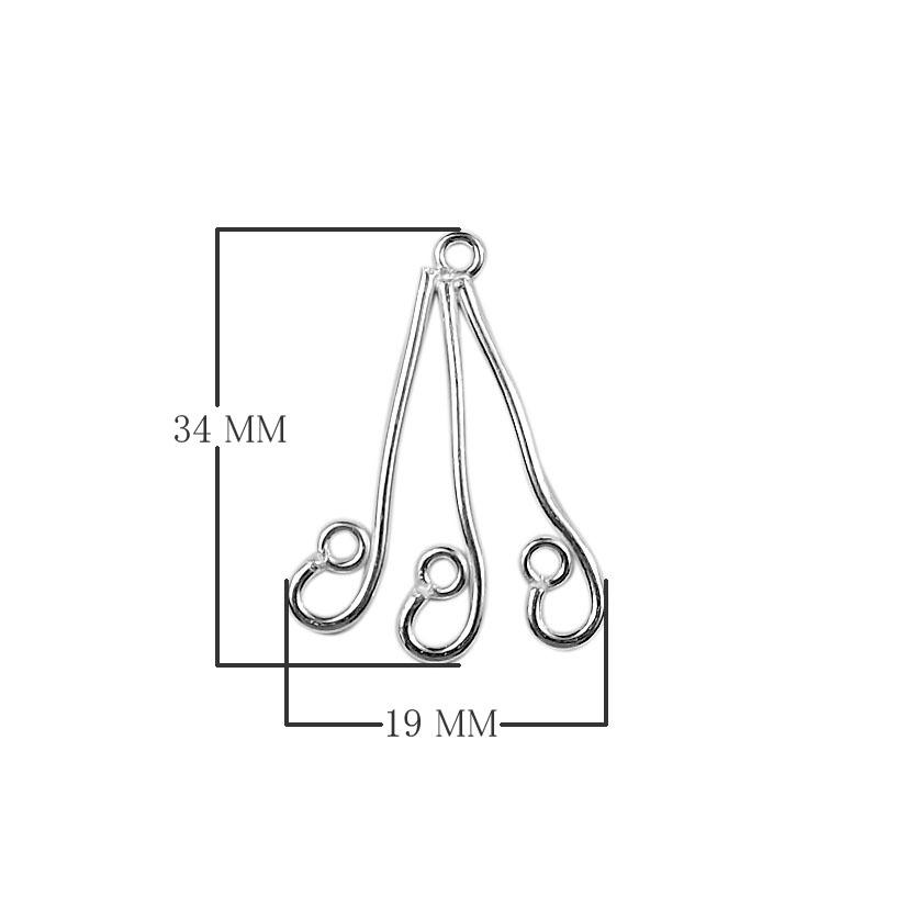 Handcrafted Silver Overlay Triple Drop Earwire from India with polished silver overlay finish