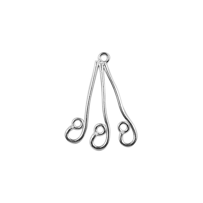 Handcrafted Silver Overlay Triple Drop Earwire from India with polished silver overlay finish
