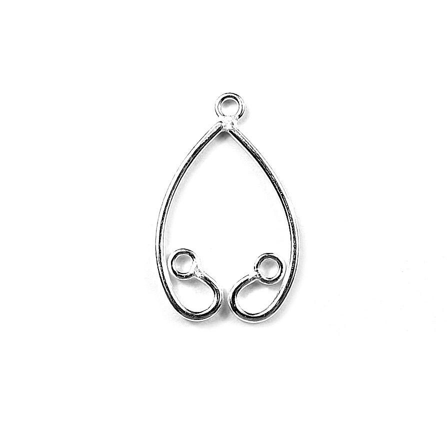 Handcrafted Silver Overlay Teardrop Loop Earwire from India with polished silver overlay finish