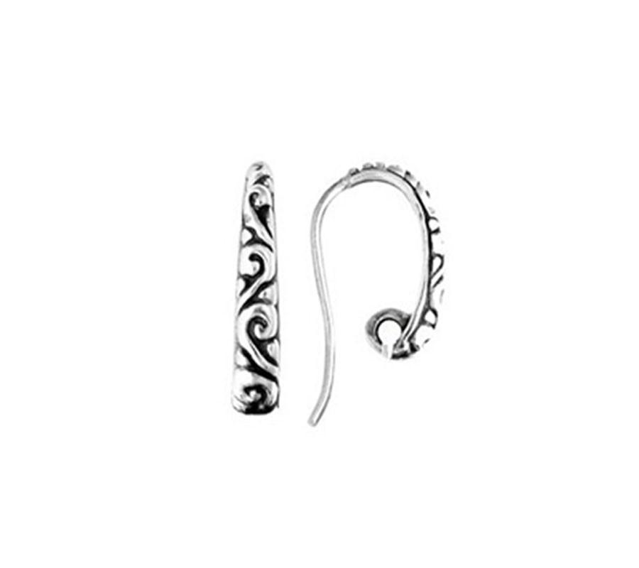 Handcrafted Silver Overlay Swirl Earwire from India with polished silver overlay finish