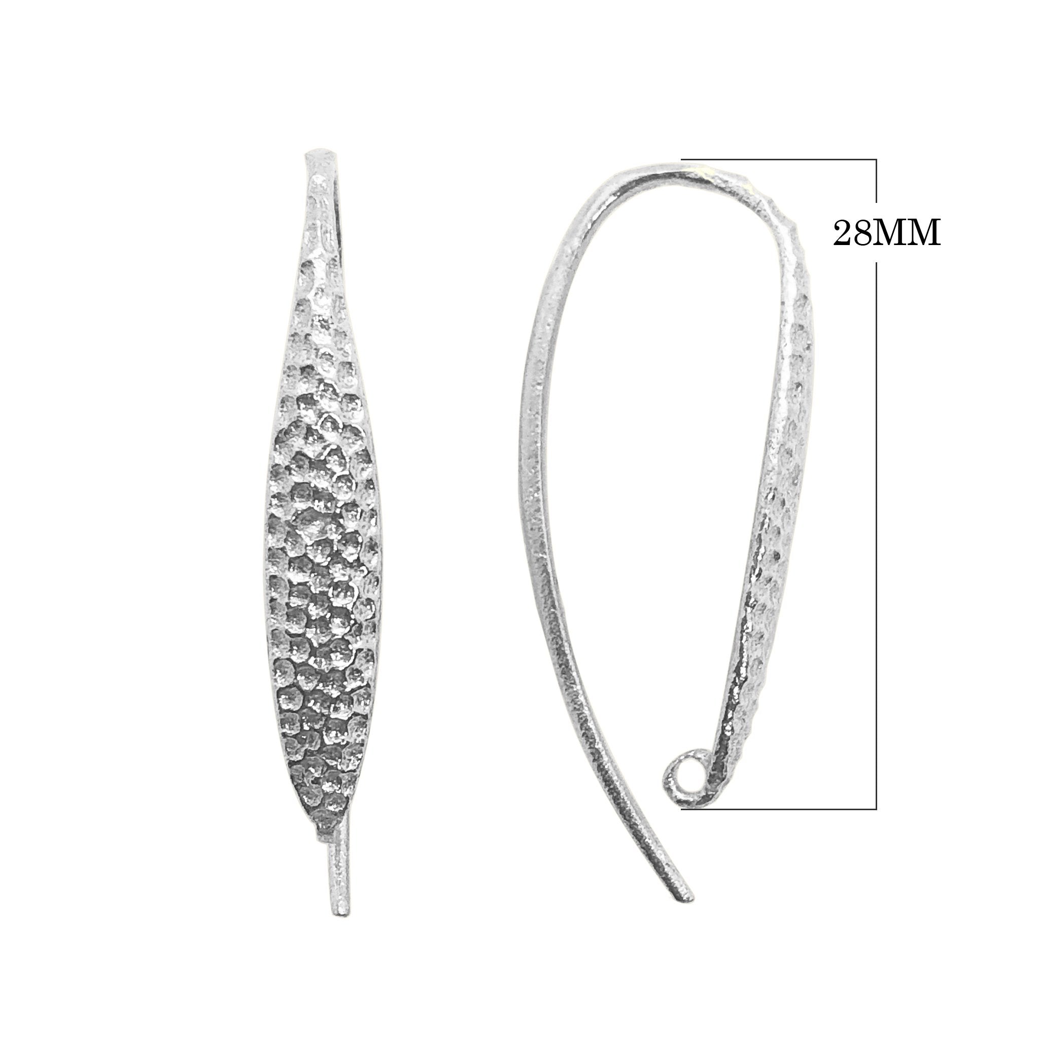 Handcrafted Silver Overlay Textured Earwire from India with polished hammered design