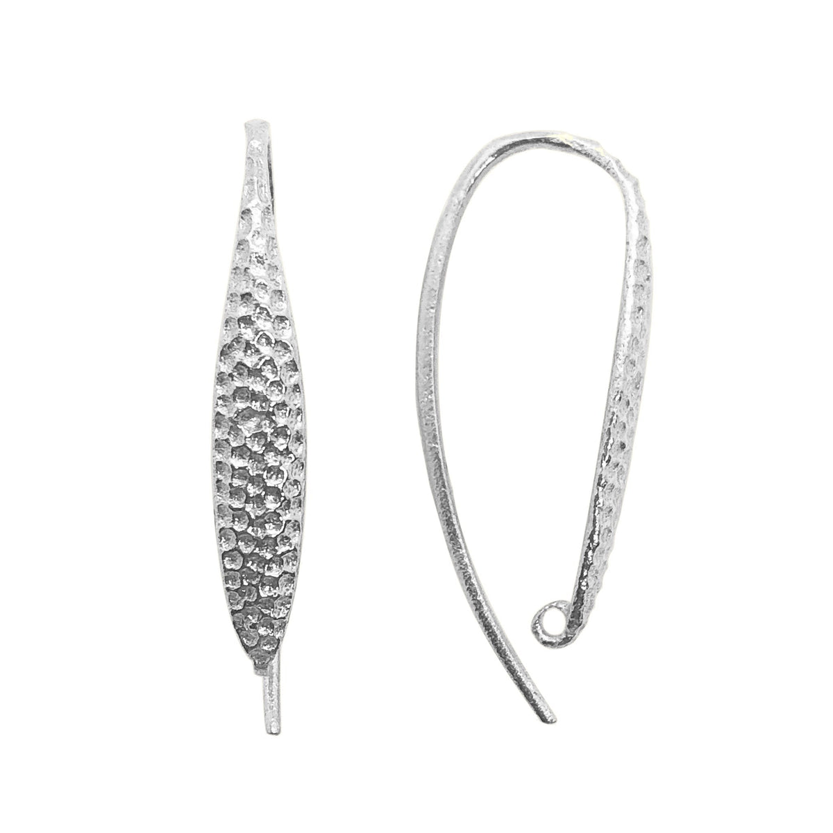 Handcrafted Silver Overlay Textured Earwire from India with polished hammered design