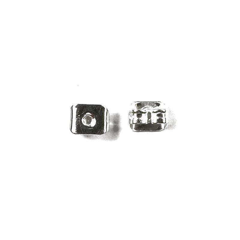 Handcrafted Silver Overlay Square Earring Back from India with polished silver overlay finish