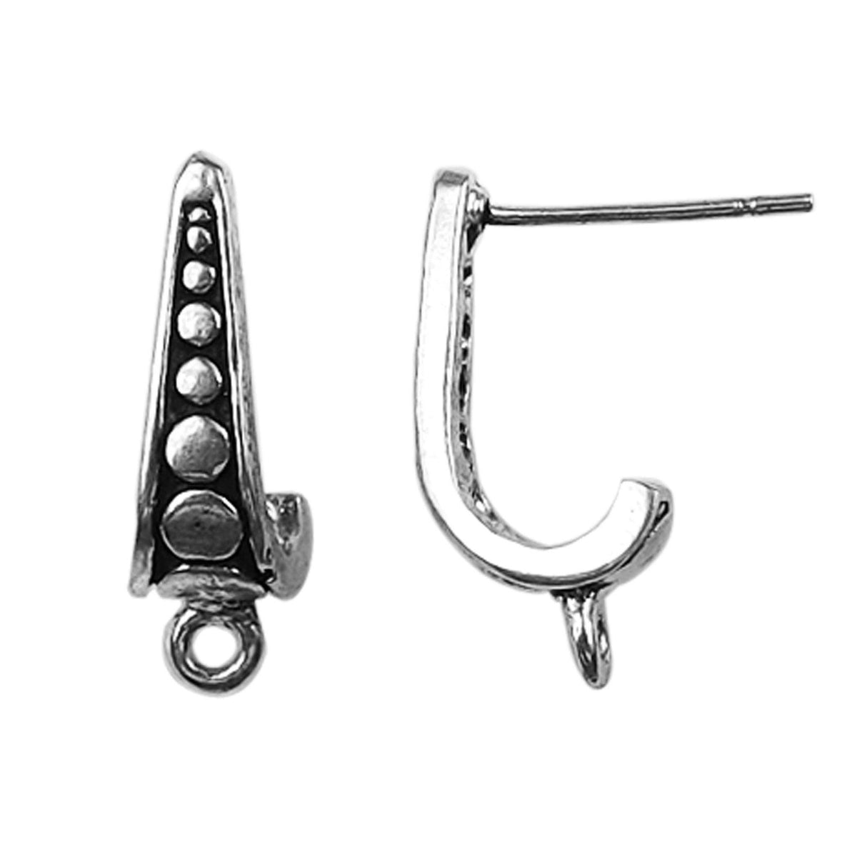 Handcrafted Silver Overlay Dotted Stud Earwire from India with polished silver overlay finish