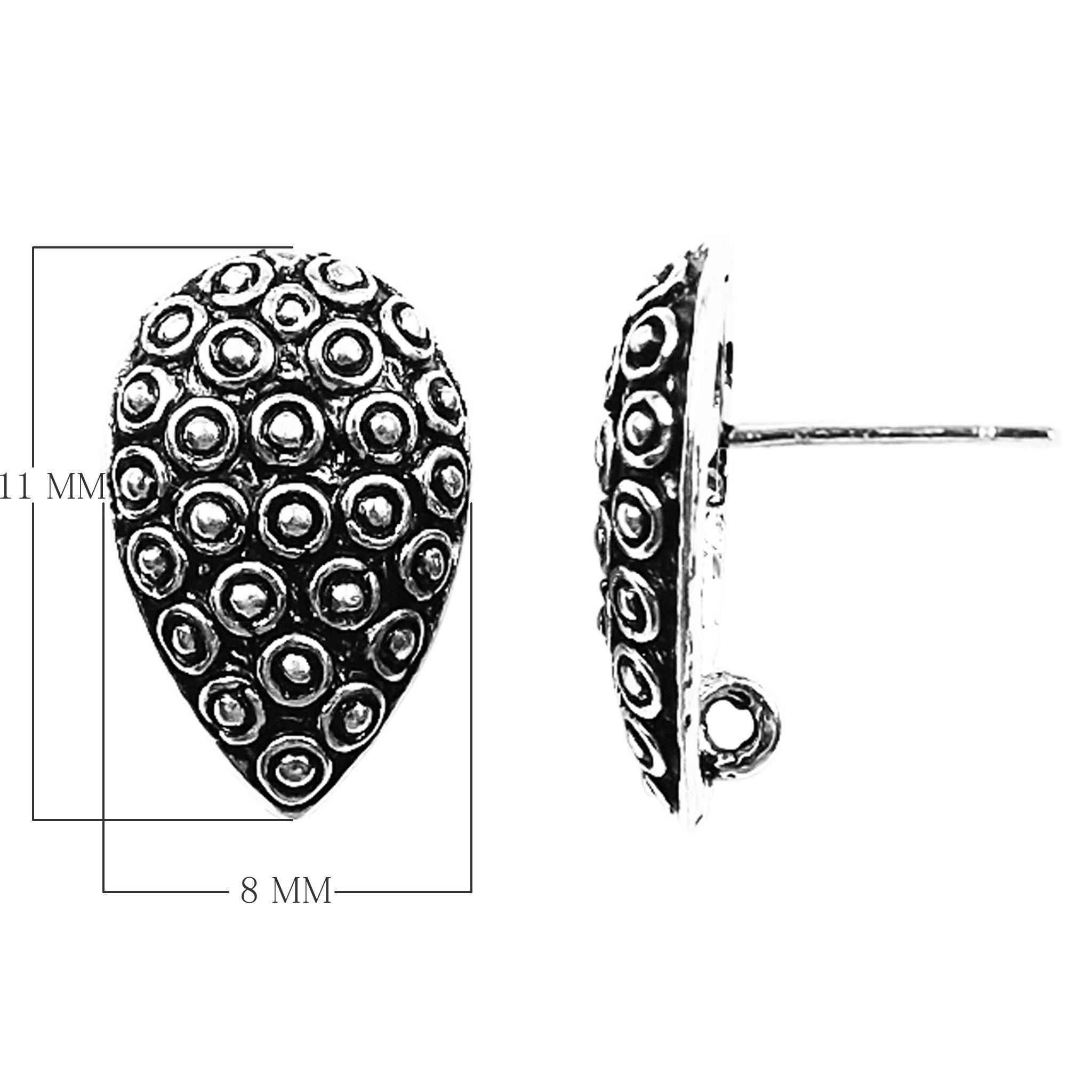 Handcrafted Silver Overlay Teardrop Stud Earwire from India with polished silver overlay finish