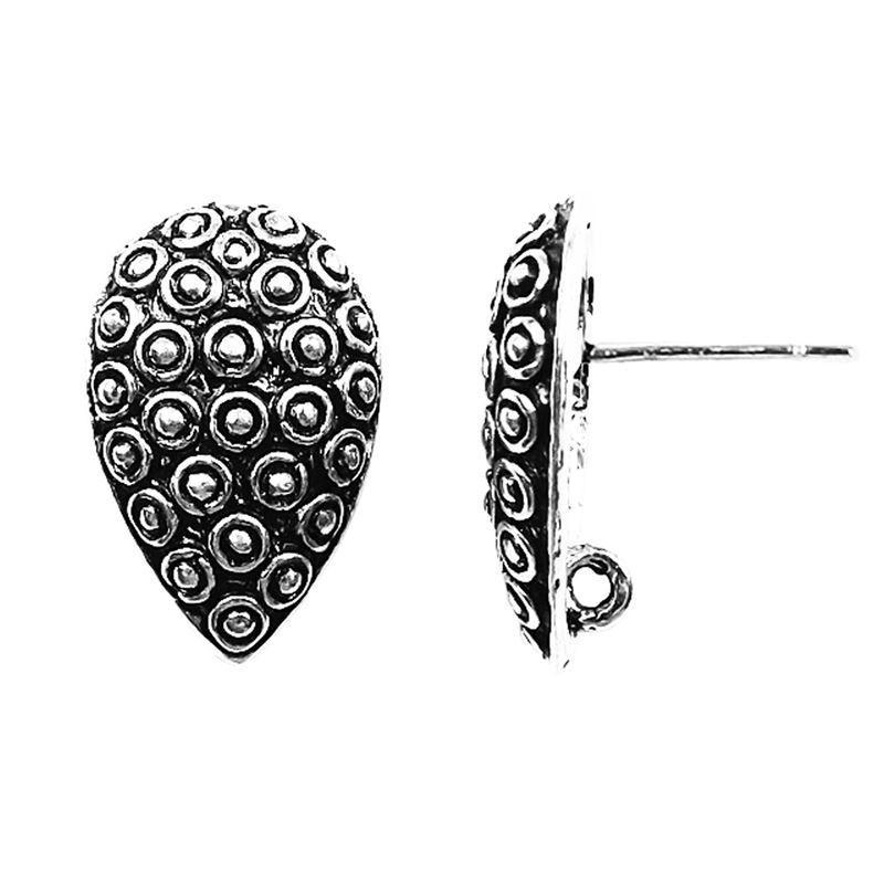 Handcrafted Silver Overlay Teardrop Stud Earwire from India with polished silver overlay finish