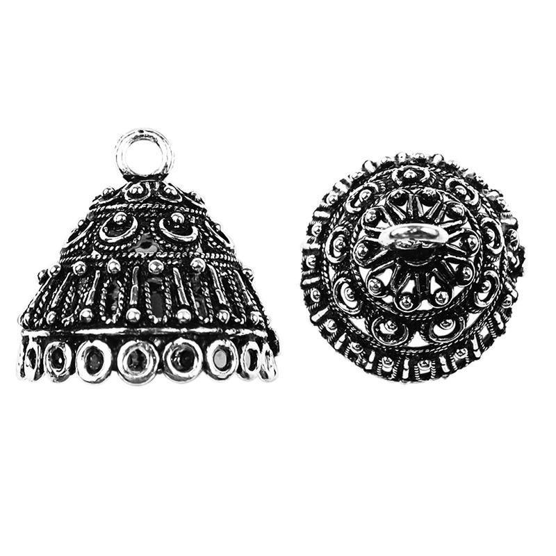 Handcrafted Silver Overlay Jhumka Dome Bead Cap from India with polished silver overlay finish