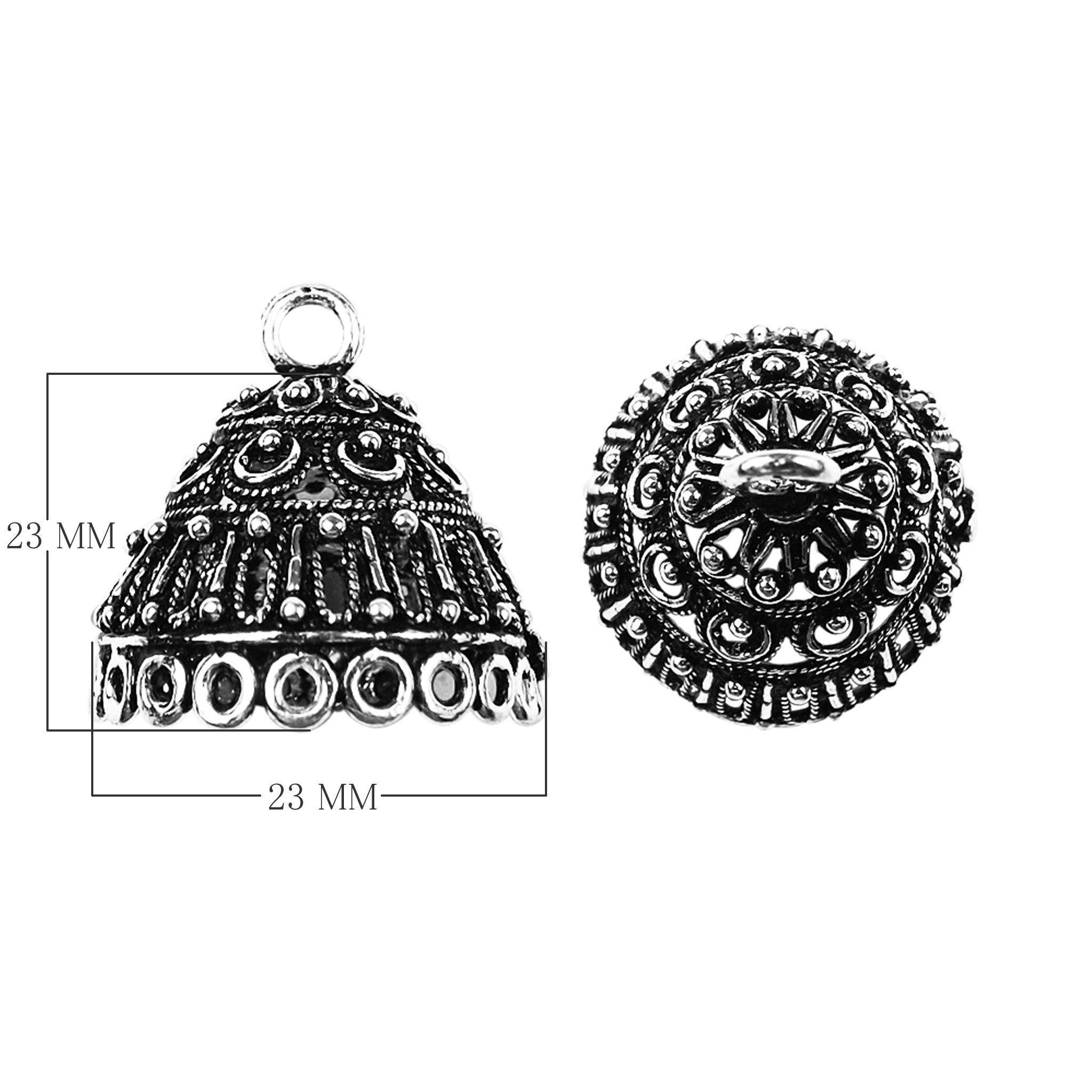 Handcrafted Silver Overlay Jhumka Dome Bead Cap from India with polished silver overlay finish