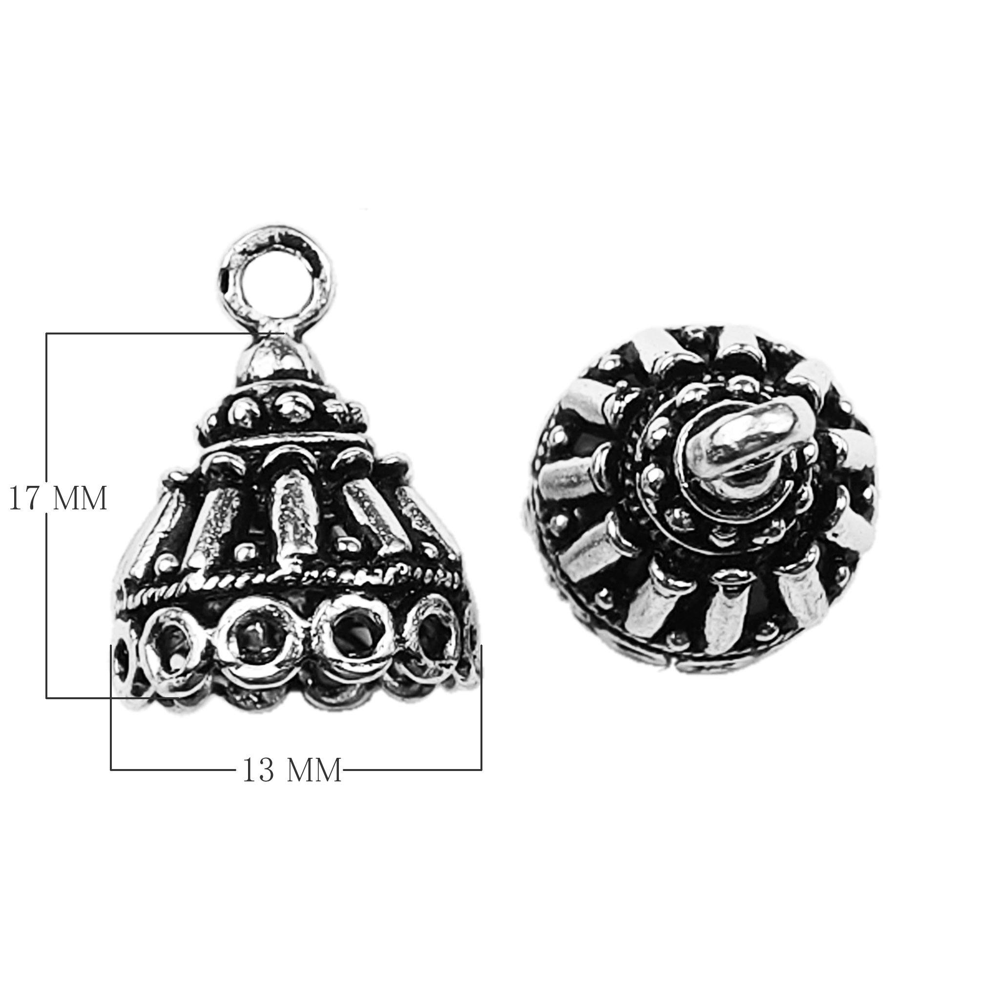 Handcrafted Silver Overlay Cone Dome Bead Cap from India with polished silver overlay finish