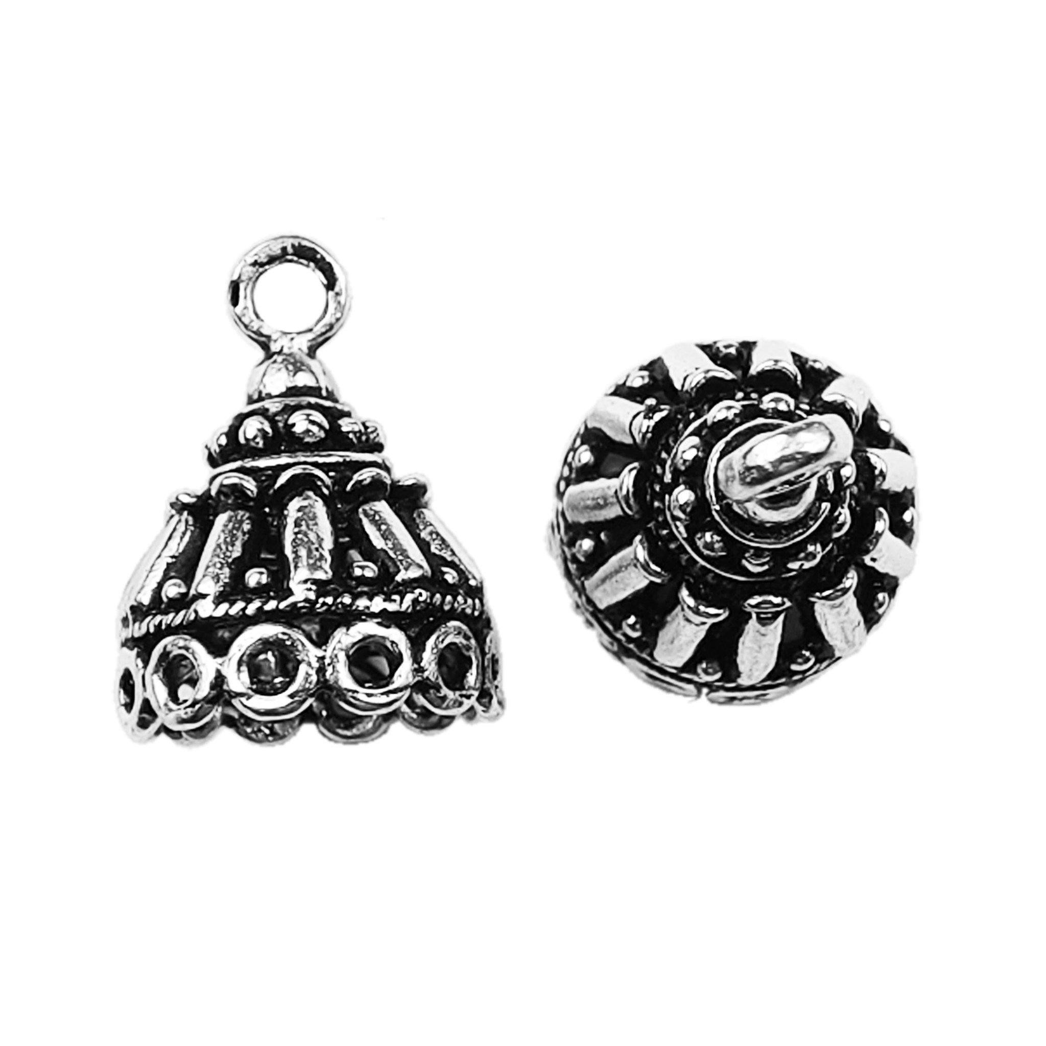 Handcrafted Silver Overlay Cone Dome Bead Cap from India with polished silver overlay finish