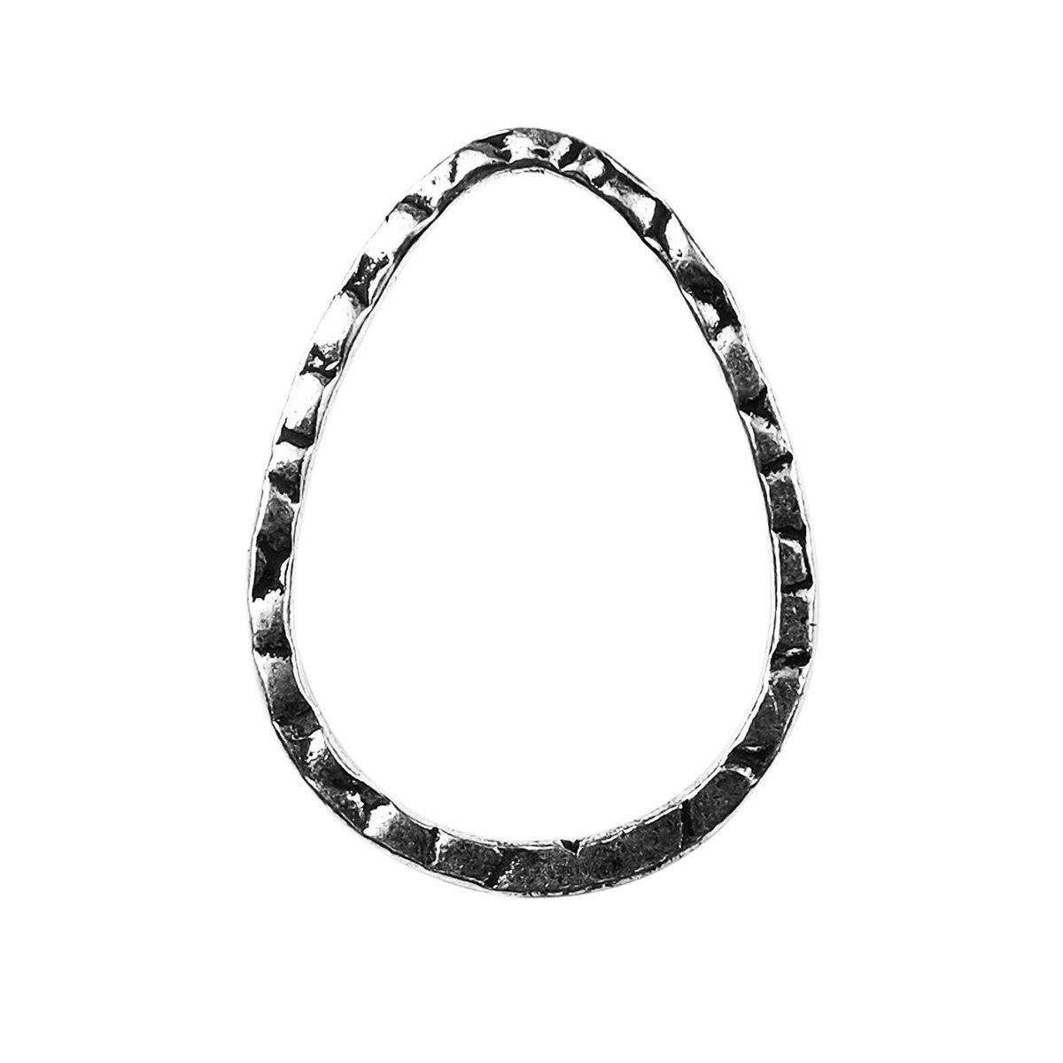 Handcrafted Silver Overlay Hammered Oval Connector from India with polished silver overlay finish
