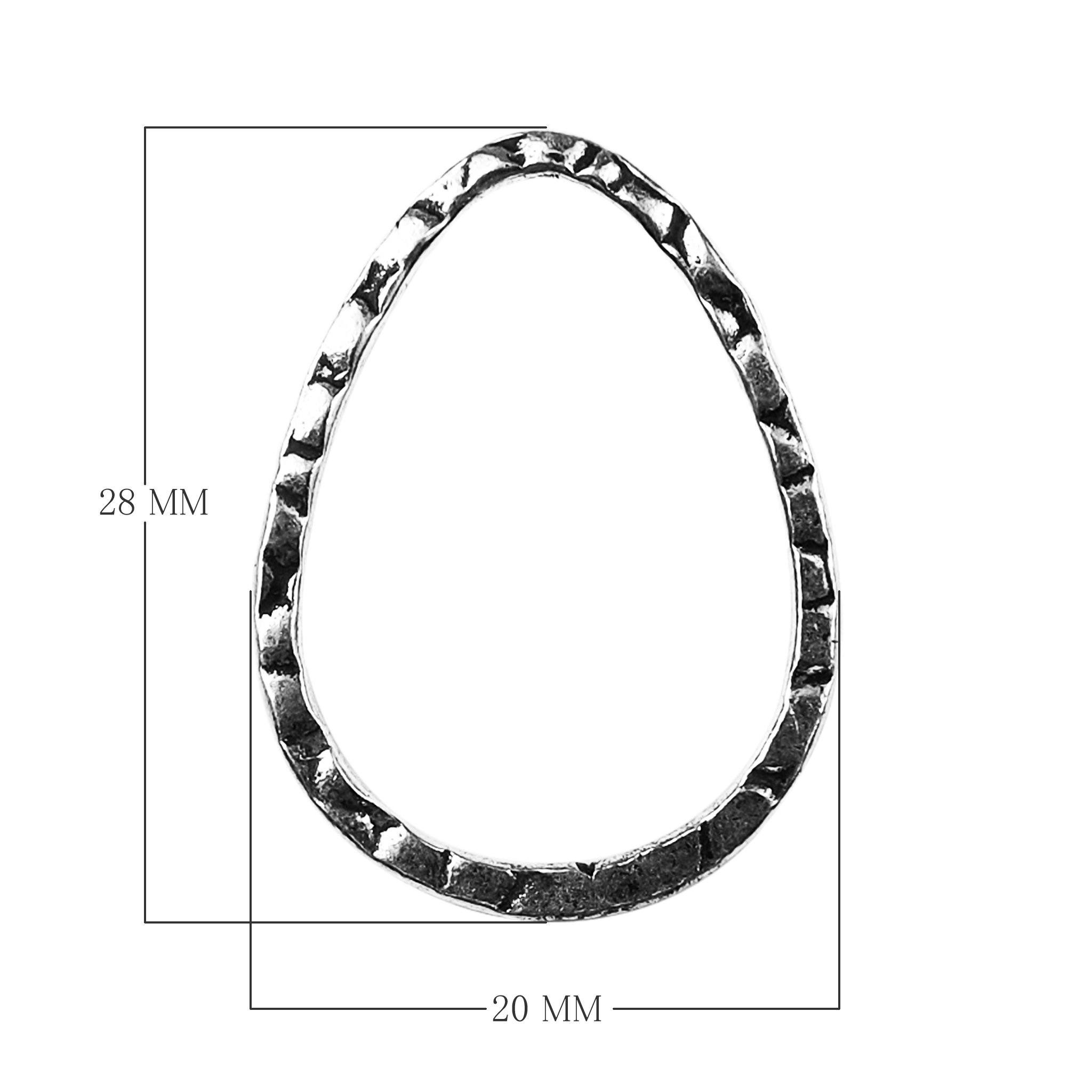 Handcrafted Silver Overlay Hammered Oval Connector from India with polished silver overlay finish