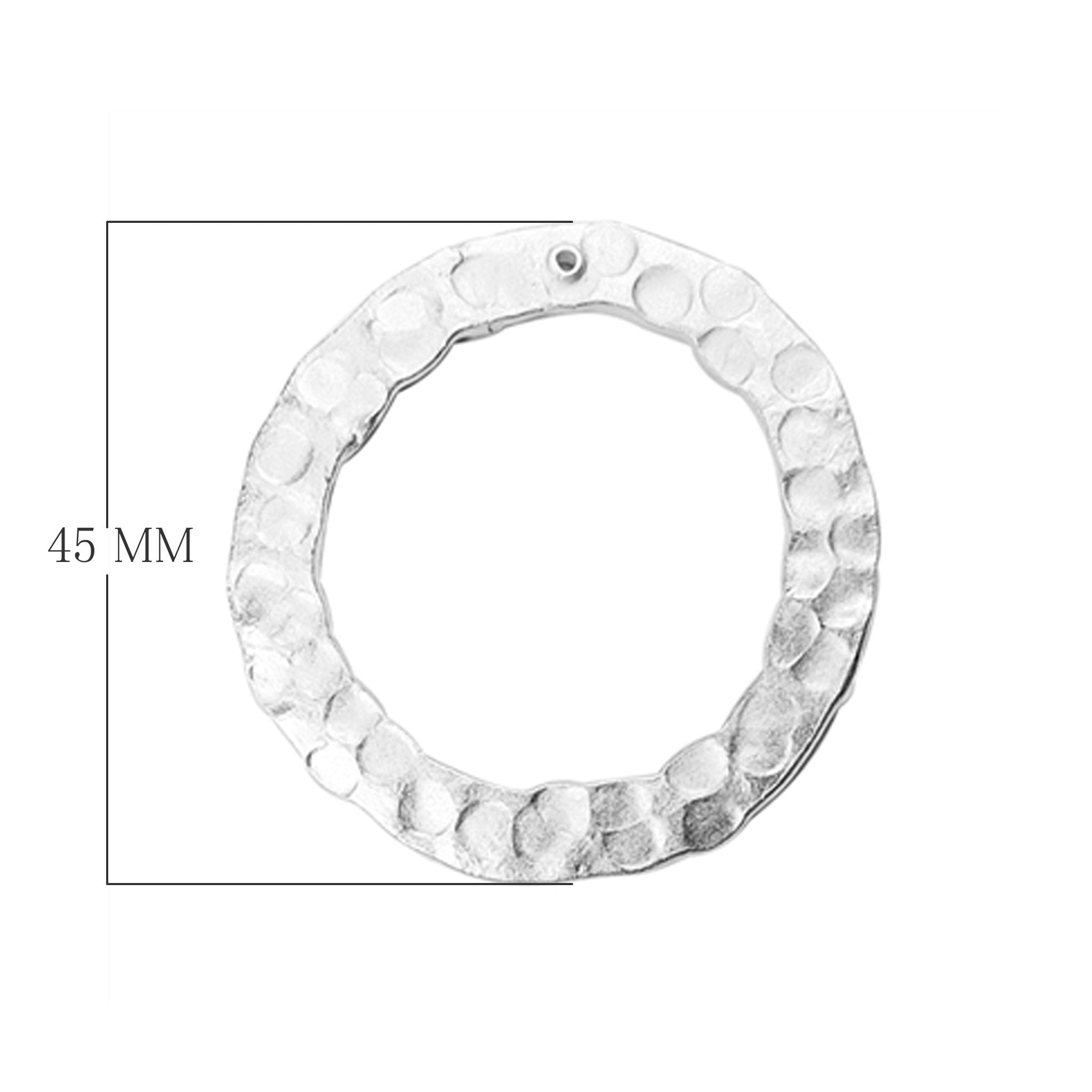 Handcrafted Silver Overlay Hammered Round Connector from India with polished textured finish