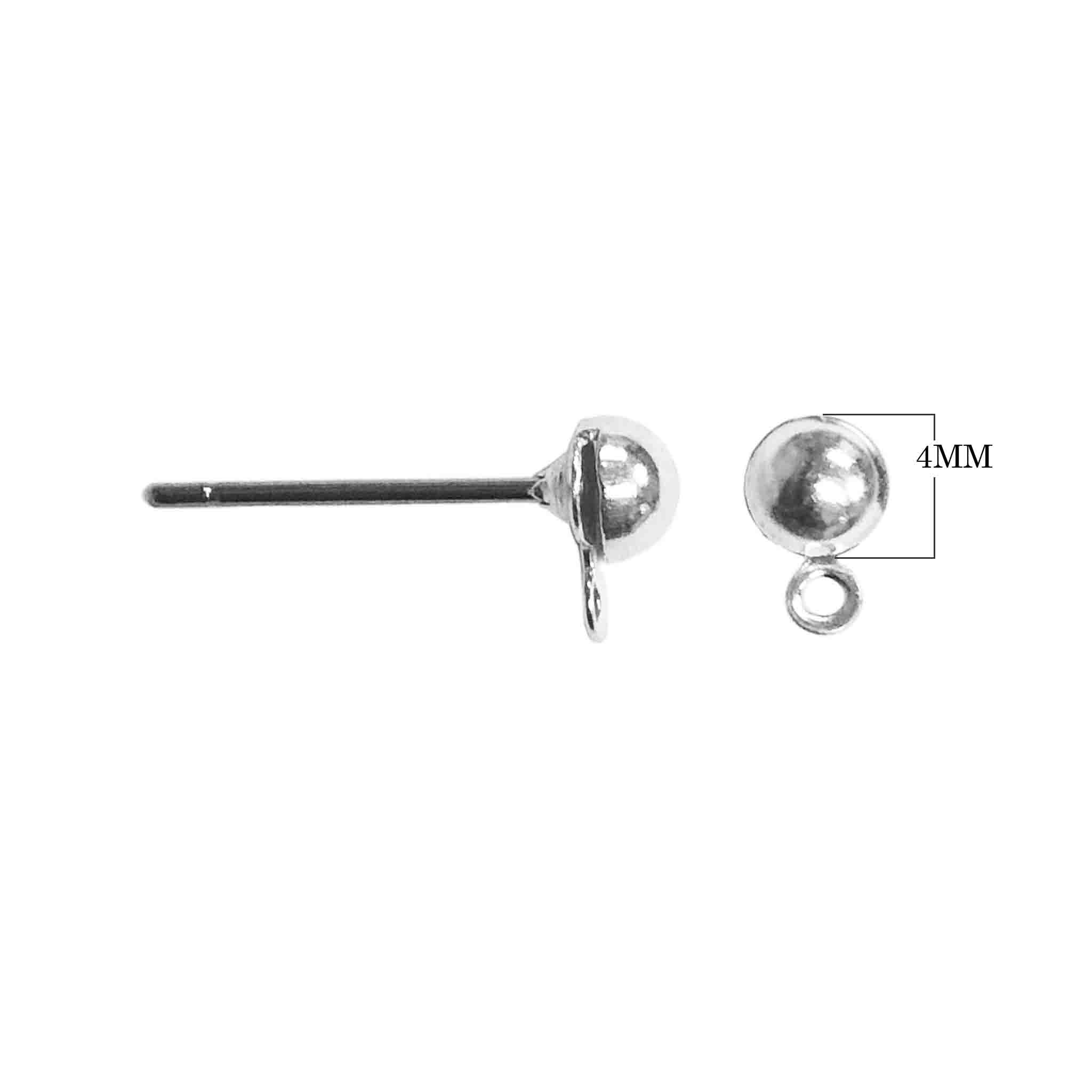 Handcrafted Silver Overlay Ball Stud Earwire from India with polished silver overlay finish