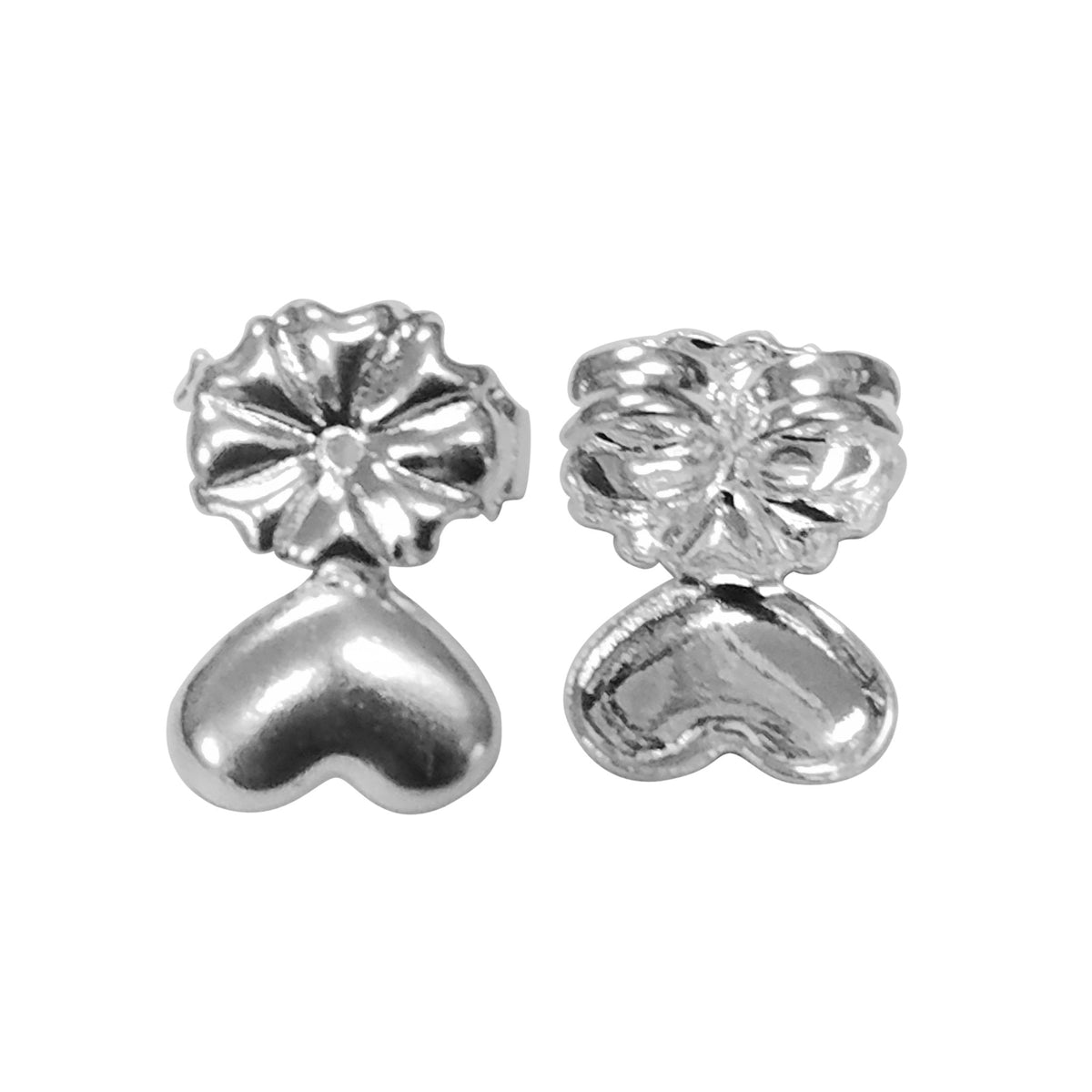 Handcrafted Silver Overlay Heart Earring Back from India with polished silver overlay finish