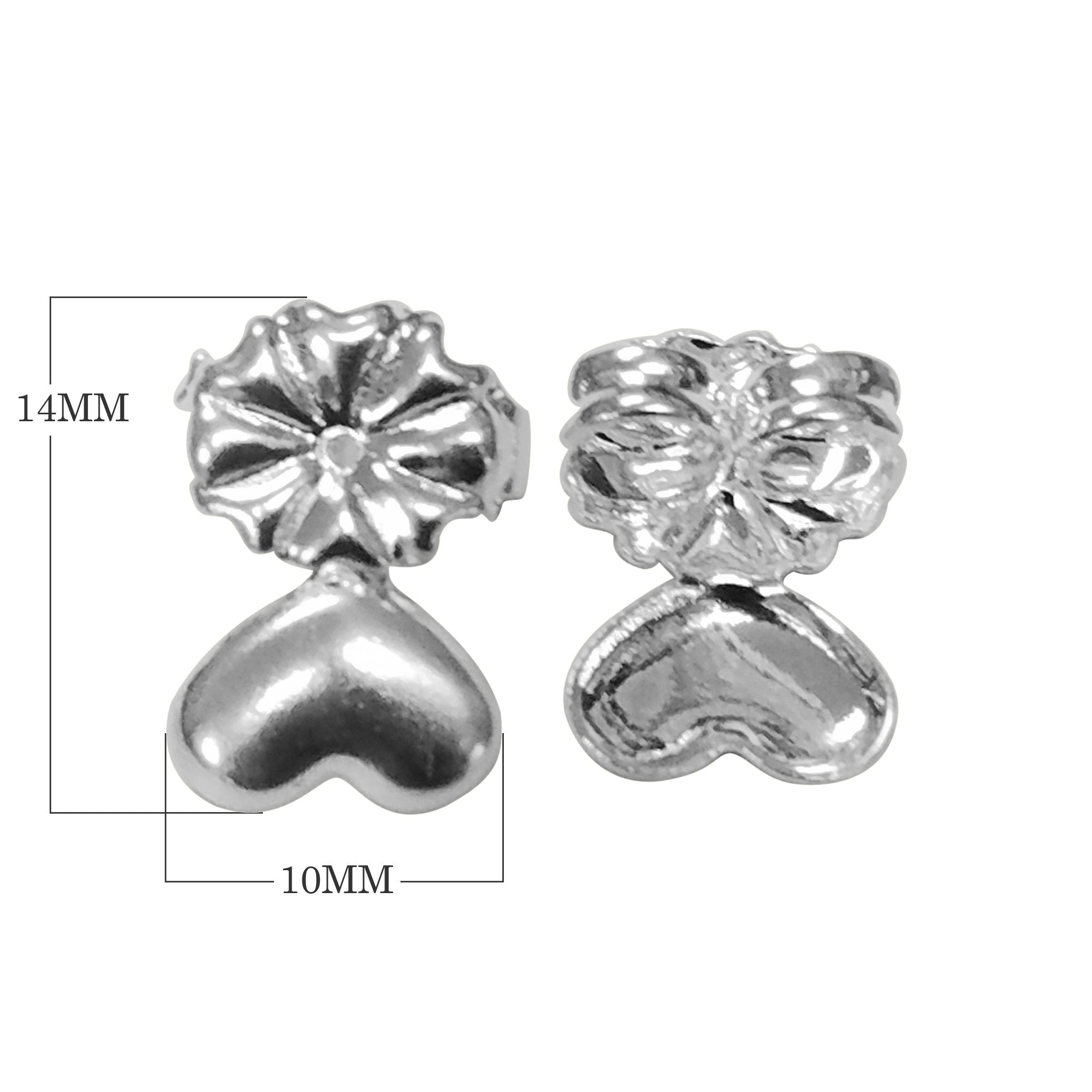 Handcrafted Silver Overlay Heart Earring Back from India with polished silver overlay finish
