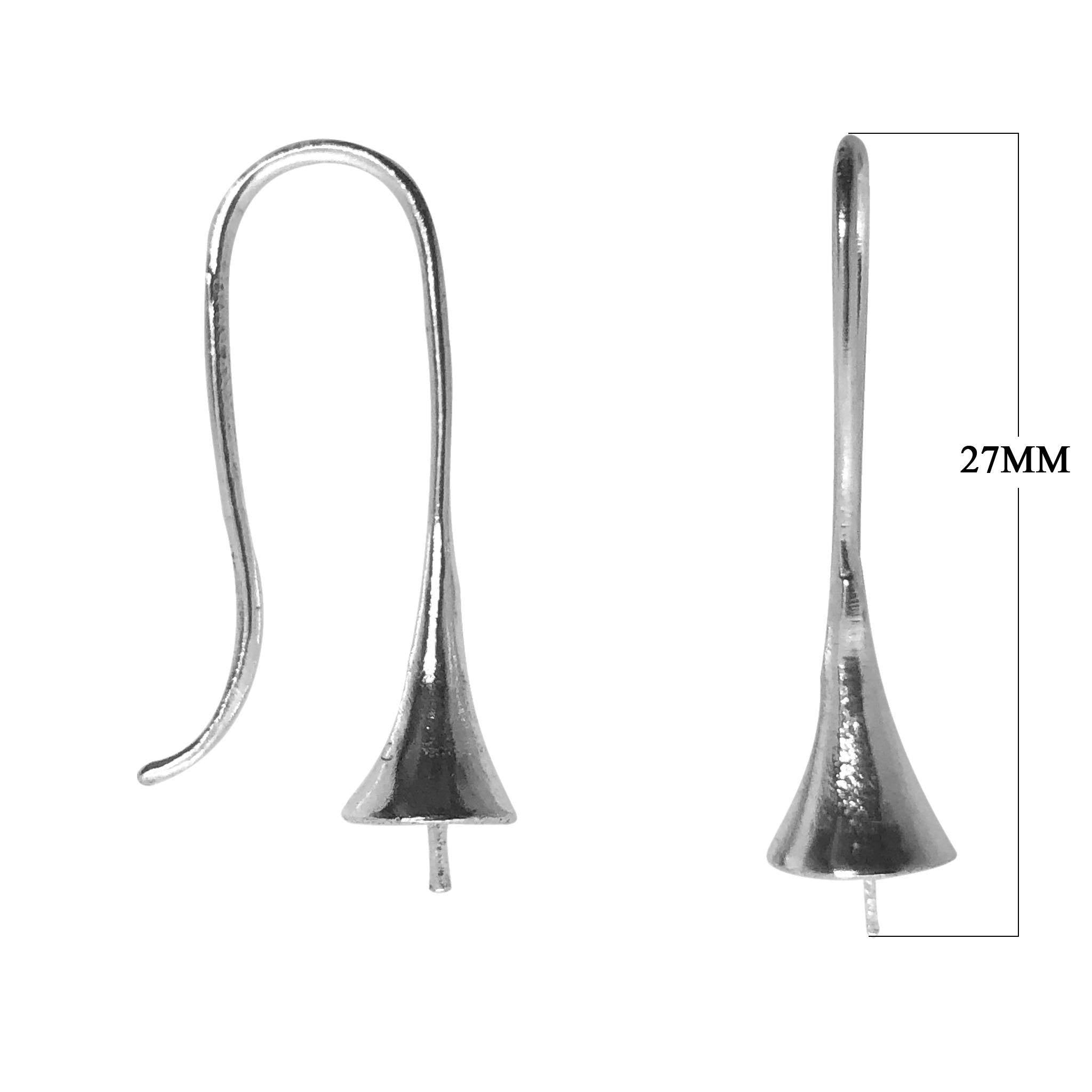 Handcrafted Silver Overlay Cone Shape Earwire from India with polished silver overlay finish